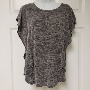 Simply Styled, Grey, blouse, Medium, short sleeve,ruffles